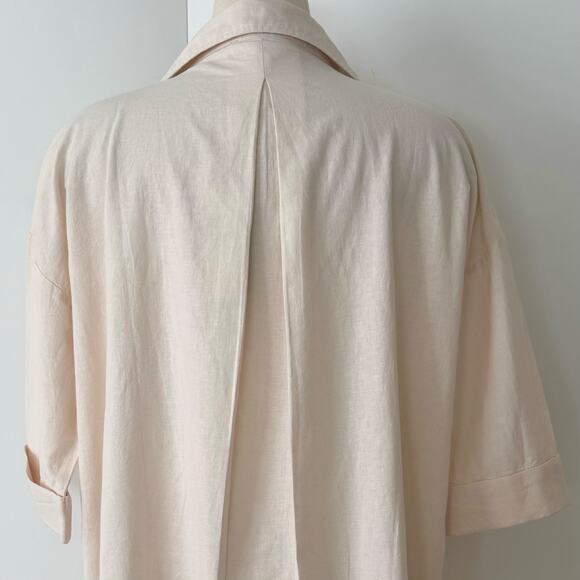 Shore Oversized Linen Shirt Mini Dress Button-Down Seashell Size XS NWT - Picture 8 of 13